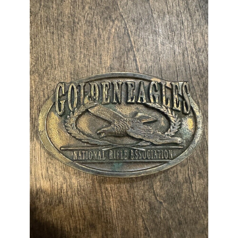 VTG Brass Belt Buckle Golden Eagles National Rifle Association 3.25" x 2” NRA